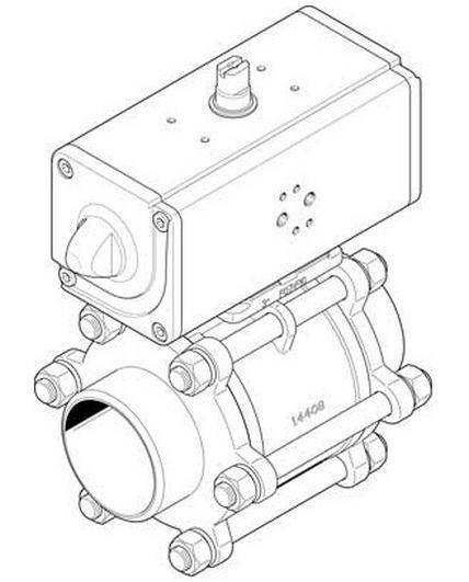"Кран шаровой VZBA-4""-WW-63-T-22-F10-V4V4T-PP240-R-90-C"